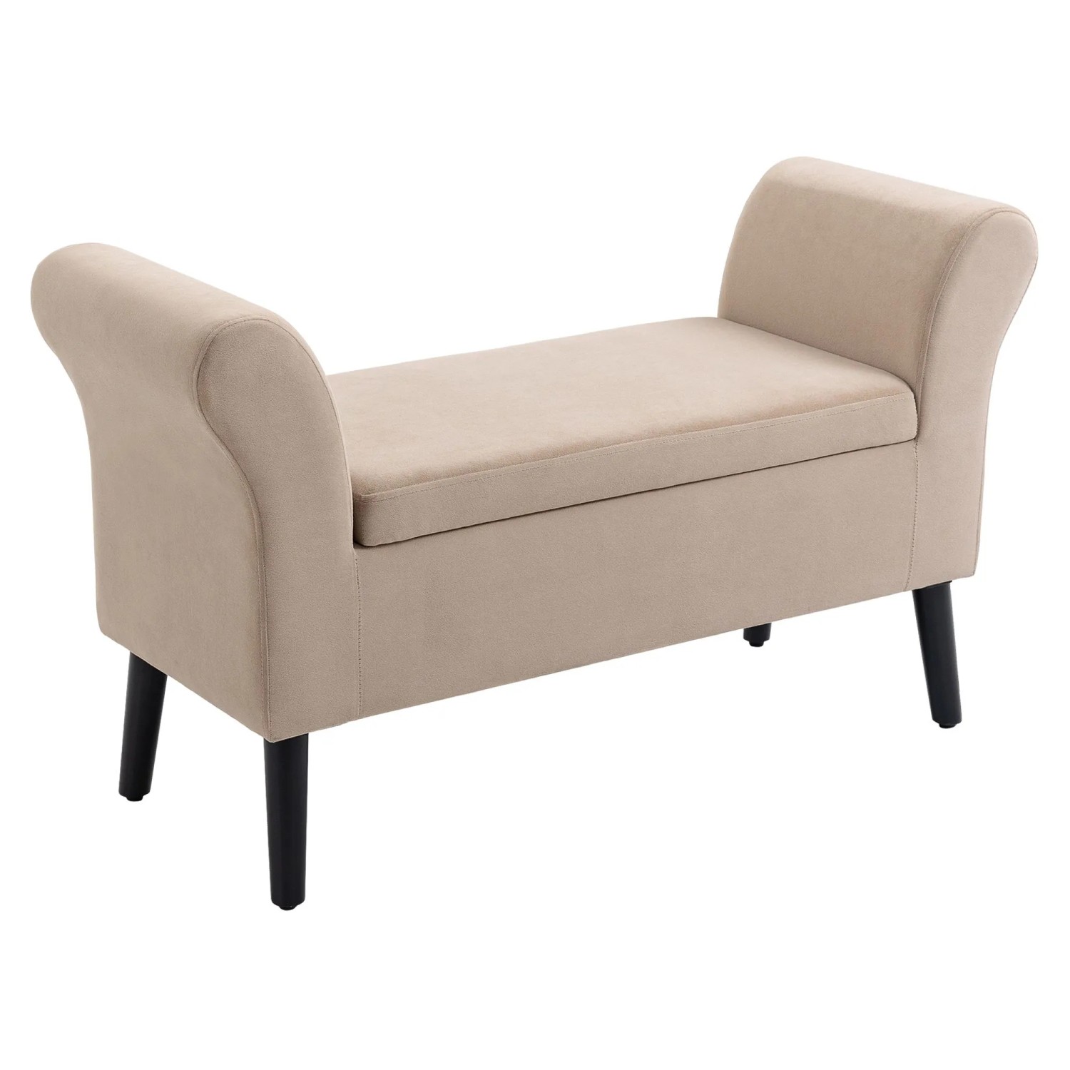 HOMCOM Sitzbank Polsterbank mit Stauraum Polyester Beige 111,5 x 41 x 65cm