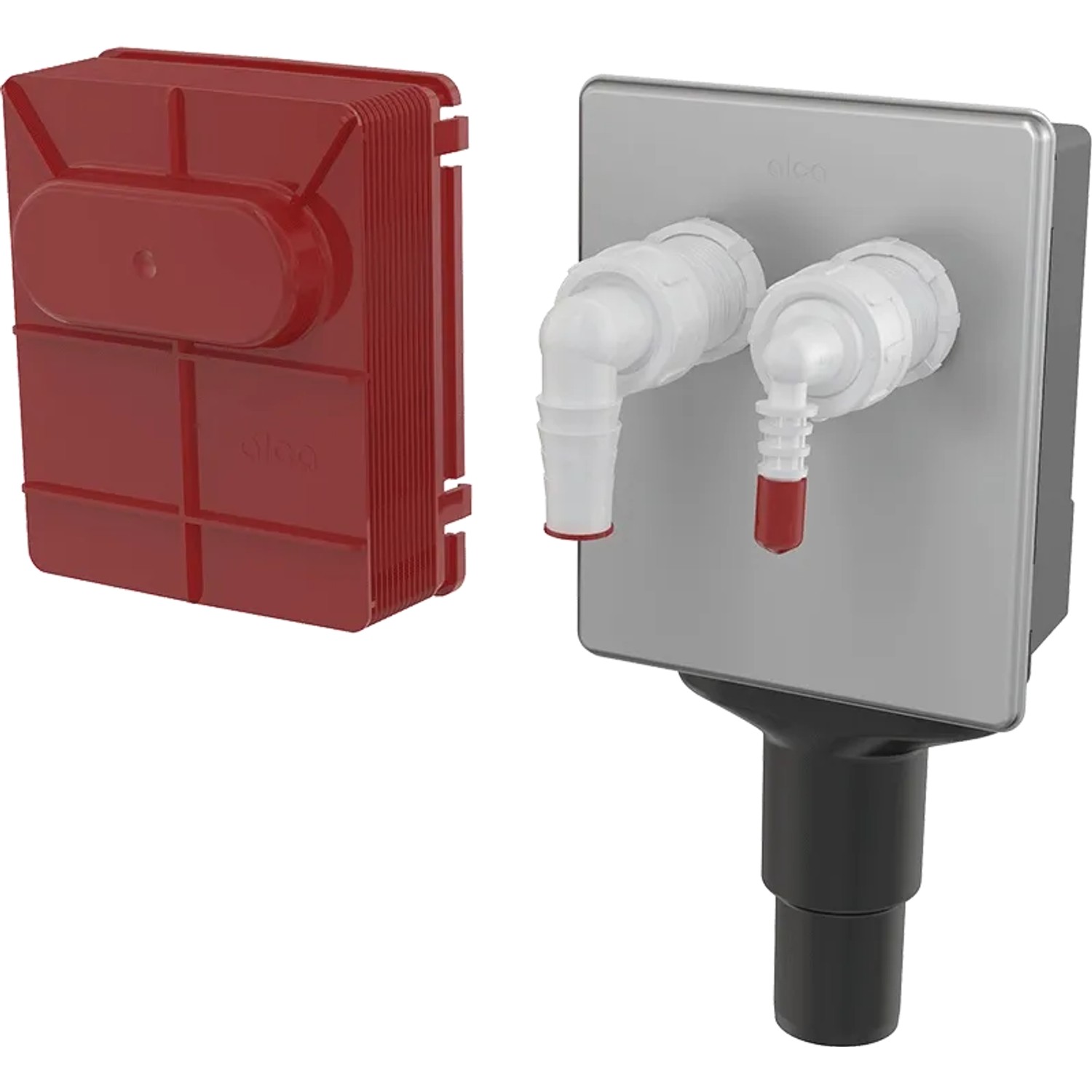 Alcadrain APS6 Unterputzsiphon für Waschmaschinen, Anschluss für zwei Geräte DN40/DN50.