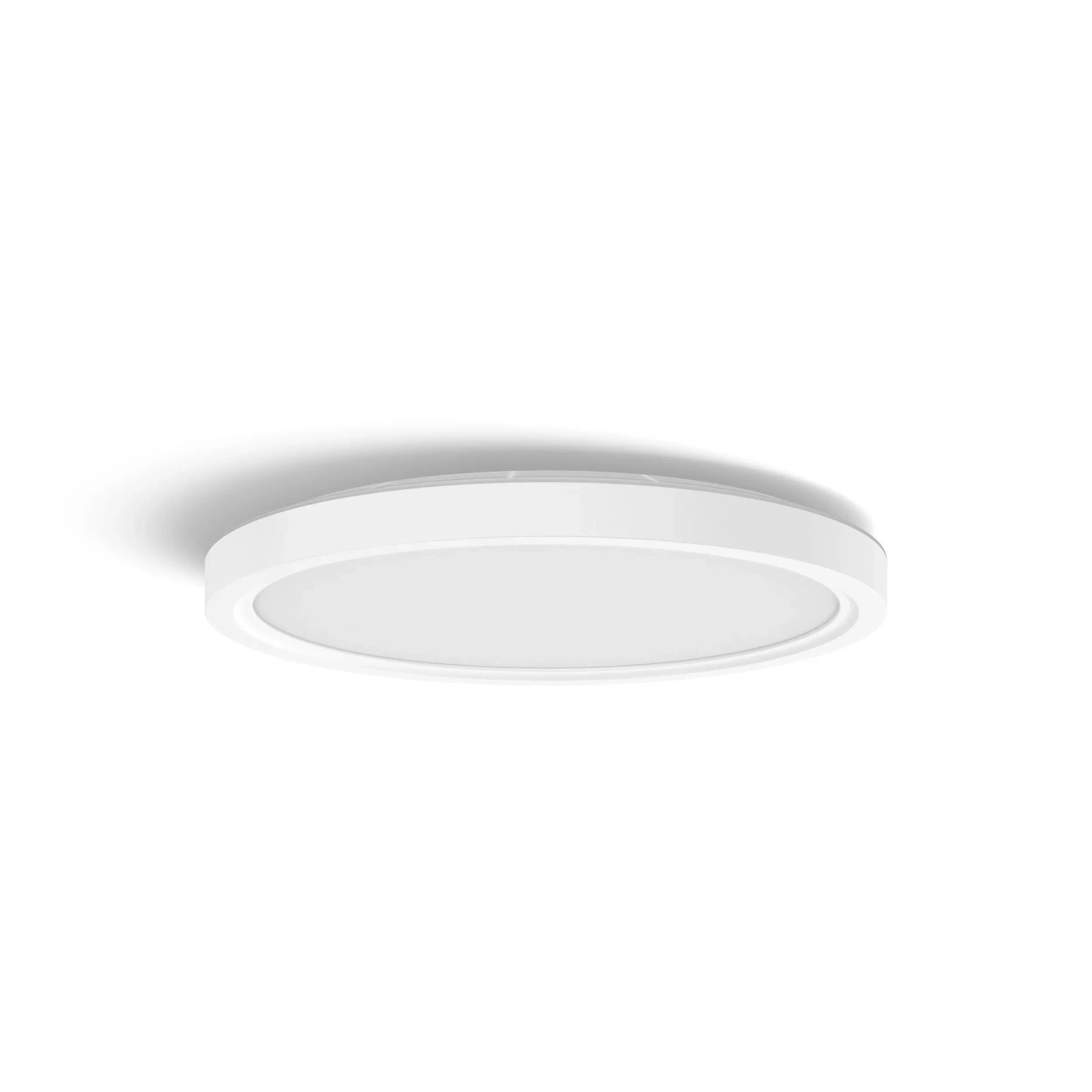 Runde, weiße Philips Hue LED-Deckenleuchte Tento White Ambiance, Durchmesser 29,1 cm.