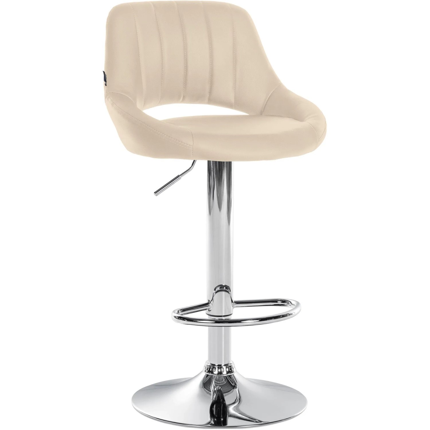 DELUKE Barhocker SEGAD Kunstleder Creme 47x48x85cm Silber Barstuhl Höhenverstellbar Mit Lehne Drehbar Tresenhocker Trese...