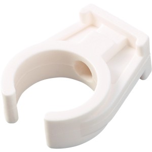 Weißer Rohrclip Einfach, Ø 28 mm, aus Kunststoff zur Rohrbefestigung.