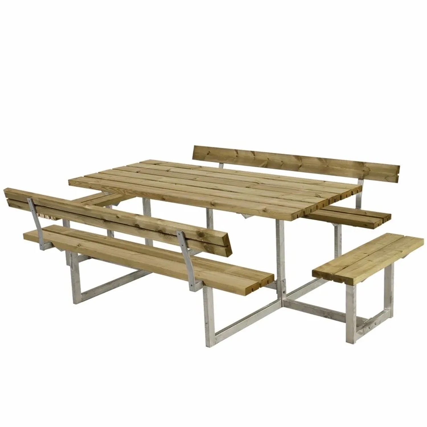 PLUS Gartenmöbel-Set Basic 260 cm mit 2 Anbausätzen und 2 Rückenlehnen Tisch-Bank-Kombination Druckimprägniert