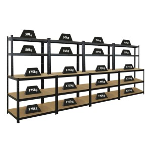 PROREGAL Mega Deal: 4 schwarze Profi Werkbänke GIANT BEAST mit MDF-Fachböden, belastbar bis 175kg.