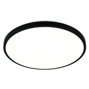 Schwarze, runde LED-Deckenleuchte Slope, 48,5 cm Durchmesser, für Wohn- und Schlafräume.