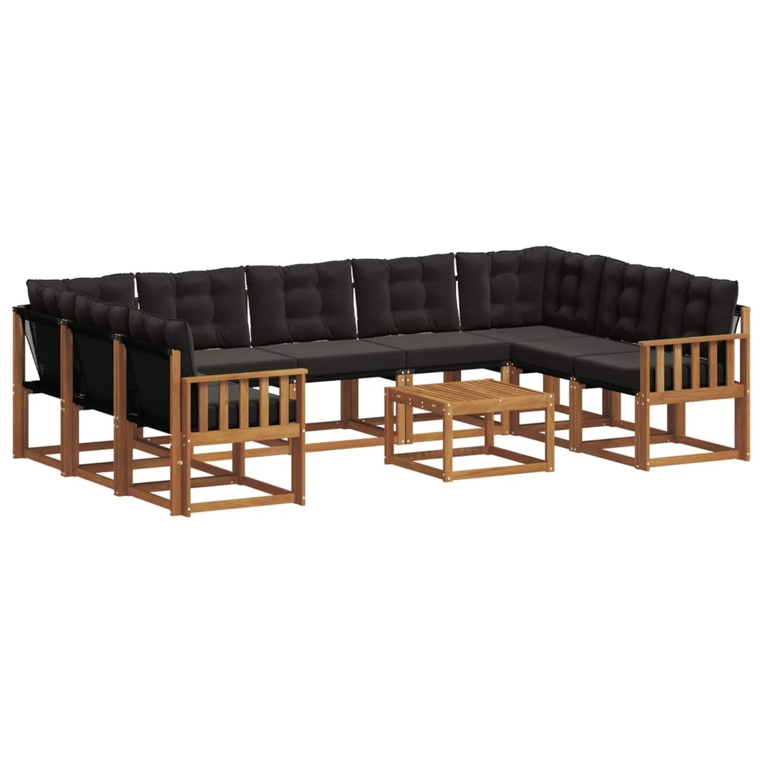 vidaXL Outdoor-Sofagarnitur mit Kissen 30-Tlg Natur und Schwarz 3369071