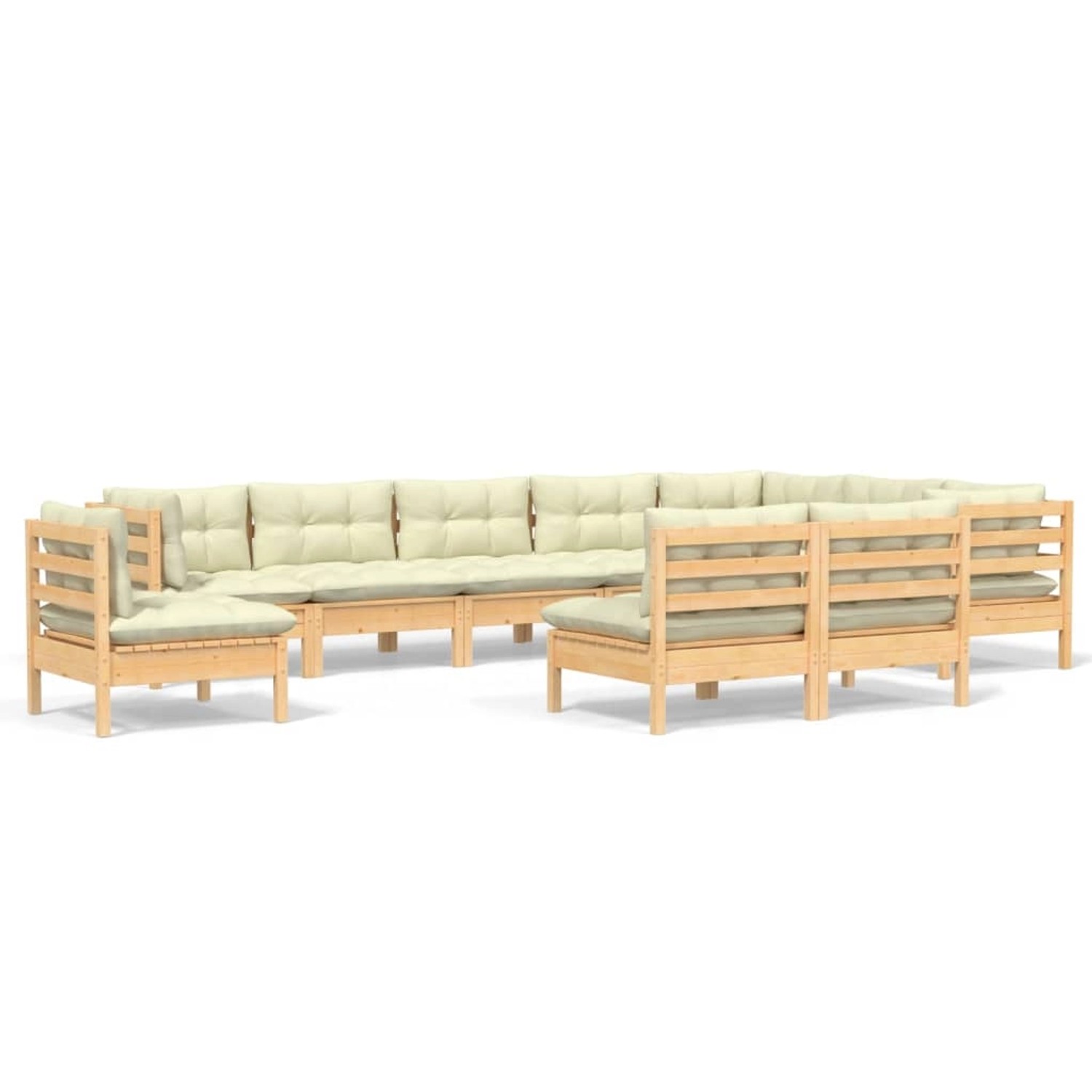 vidaXL 10-tlg Garten-Lounge-Set mit Creme Kissen Massivholz Kiefer Modell 4 günstig online kaufen