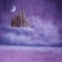 Walimex Pro Fotohintergrund 'Dreams': Lila Märchenschloss auf Wolken mit Mond & Sternen. 2-in-1 Stoffhintergrund für Foto/Video.