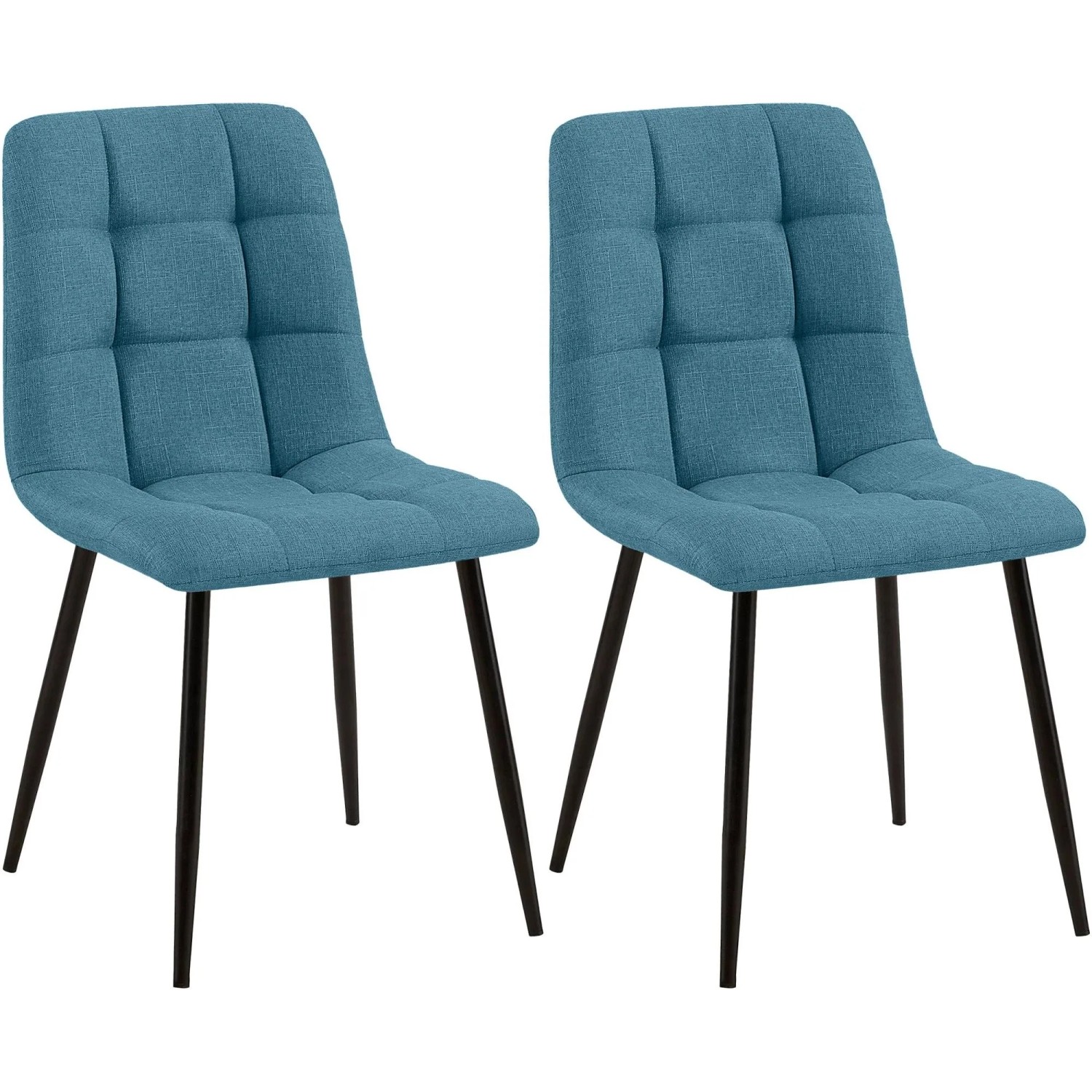 DELUKE 2er Set Esszimmerstuhl FIGAD Stoff Blau 45x55x84cm Essstühle Esszimmerstühle Küchenstühle Wohnzimmerstühle