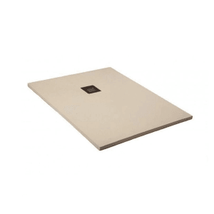 Frascio New Tecnology Duschwanne 85x85 cm, perlweiße Steinoptik mit Abfluss.