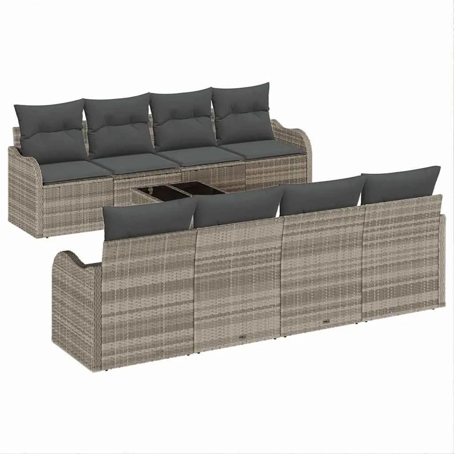 vidaXL Gartensofa-set Hellgrau 55 x 55 x 37 cm Poly-Rattan 3345632 günstig online kaufen