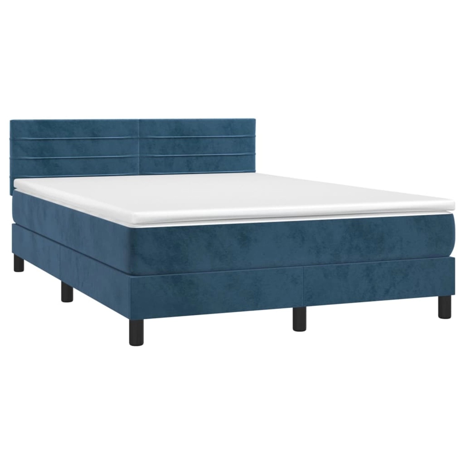 vidaXL Boxspringbett mit Matratze & LED Dunkelblau 140x190 cm Samt 3134463 günstig online kaufen