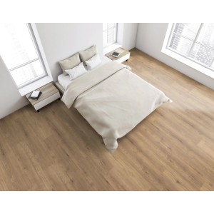 Kaindl Laminatboden Eiche Freysted Atacama, wasserfest, im Schlafzimmer verlegt.