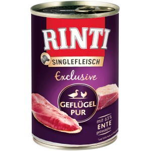 Rinti Singlefleisch Exclusive Geflügel, 400g Dose Hunde-Nassfutter mit Geflügelfleisch.
