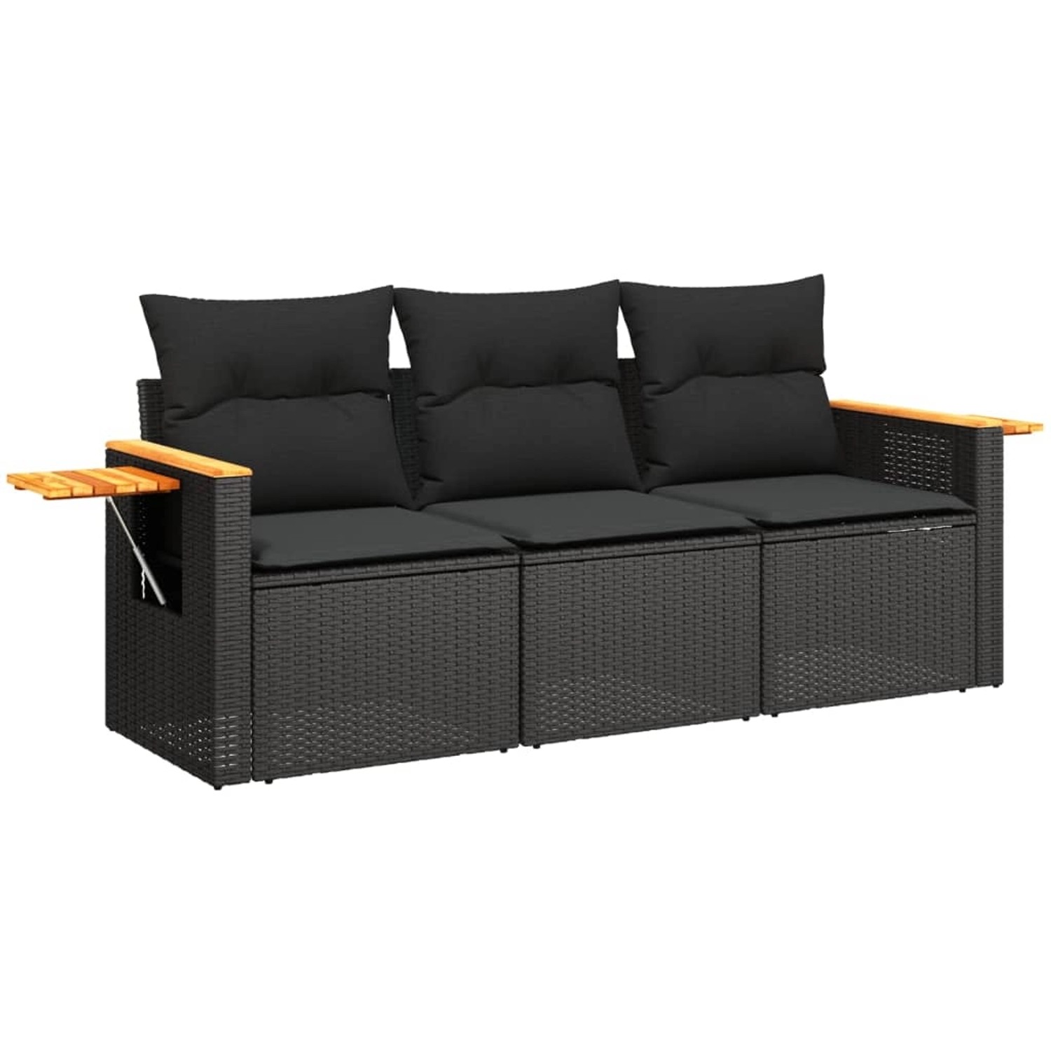 vidaXL 3-Tlg Garten-Sofagarnitur mit Kissen Schwarz Poly Rattan 3226594 günstig online kaufen