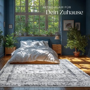 Tectake Vintage Designer Teppich Aliya Verschiedene Größen Orientalisches Muster 240 x 340 cm 340 x 240 x 0 60 cm Grau