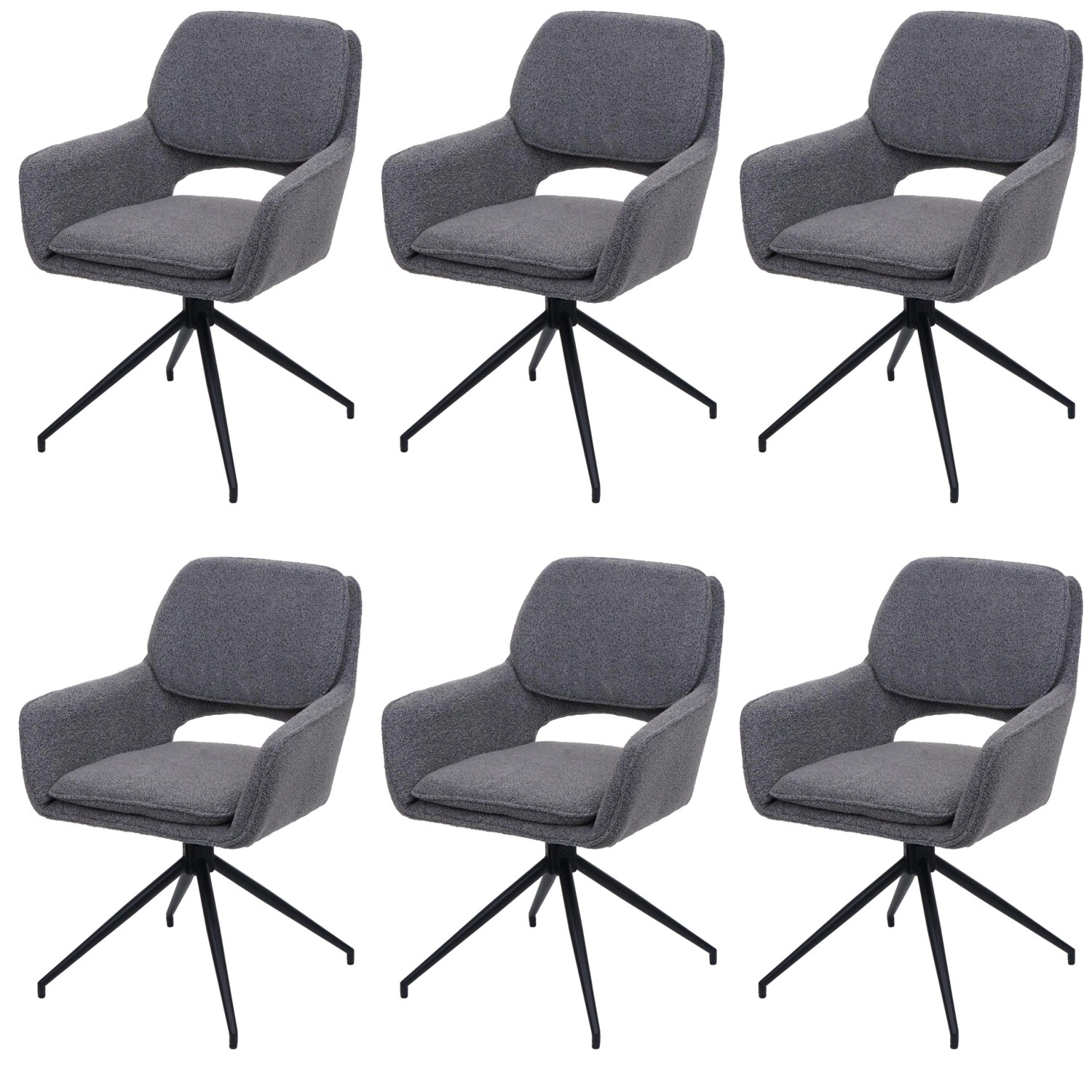 MCW Esszimmerstuhl N74 6er-Set Stoff Boucle 540g/m² Grau günstig online kaufen