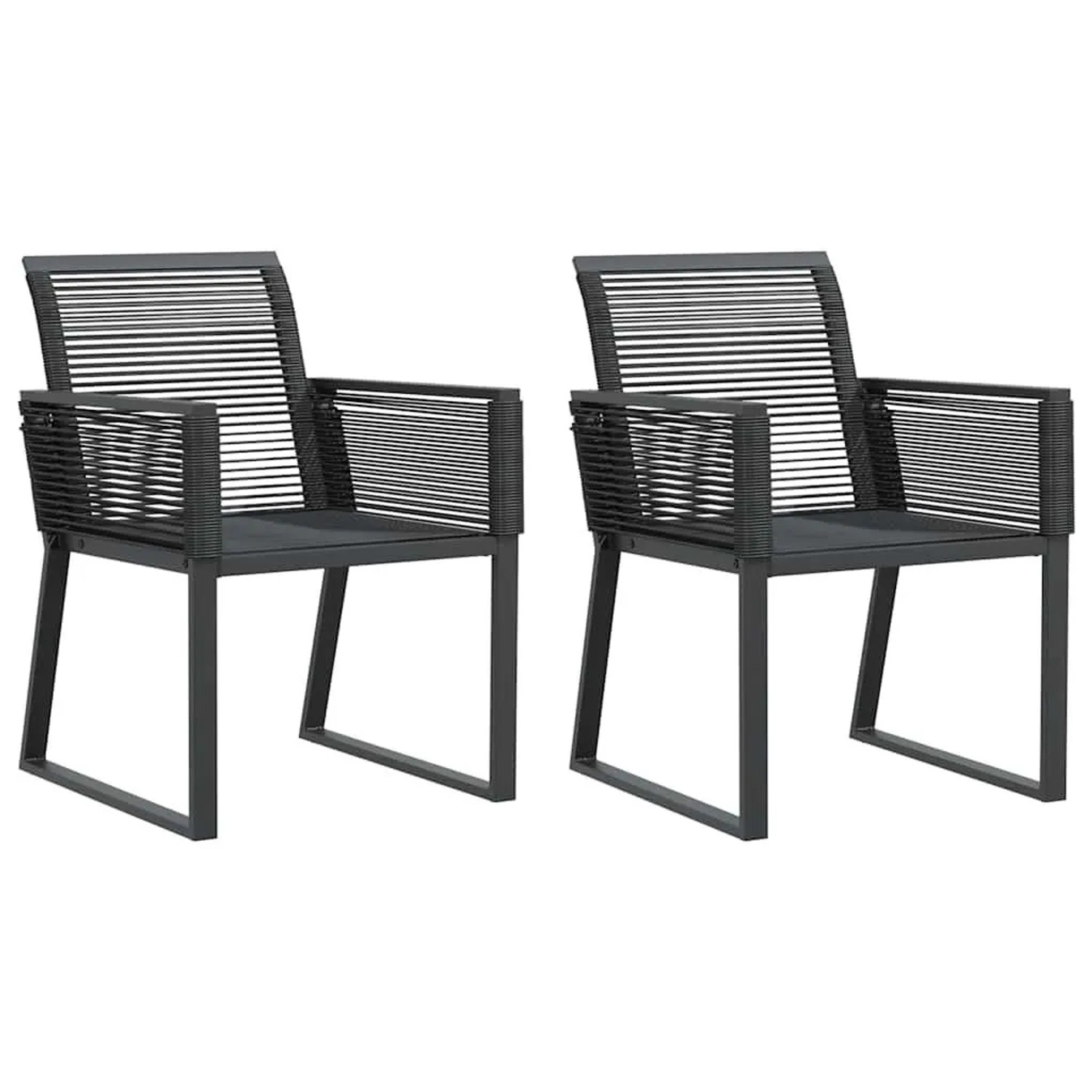 Furnicato Gartenstühle 2 Stk Schwarz Poly Rattan