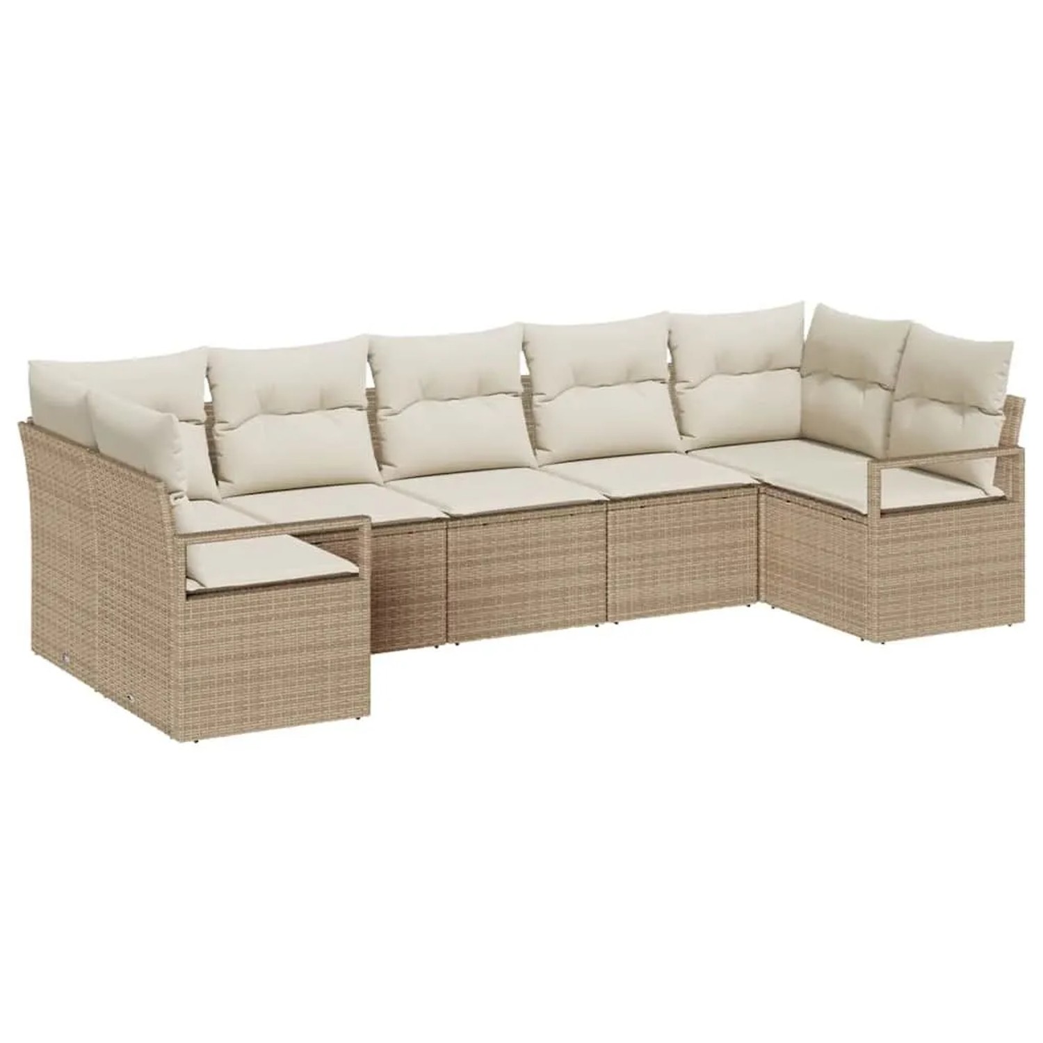 vidaXL Gartensofa-Set mit Kissen 7 Stk Beige und Weiß Poly-Rattan 3355200 günstig online kaufen