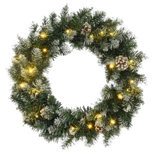 vidaXL Weihnachtskranz mit LED-Leuchten Grün 45 cm PVC 345171