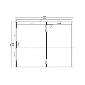 Grundriss der Lasita Garage Bahamas mit Carport, Maße 660x540 cm.