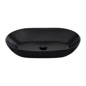 Schwarzes, ovales Schöner Wohnen Aufsatzwaschbecken Sati, 60x42 cm, aus Keramik.