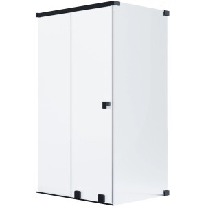 Schöner Wohnen Eckdusche mit Schiebetür und Seitenwand, 110x120x200 cm, schwarzer Rahmen.