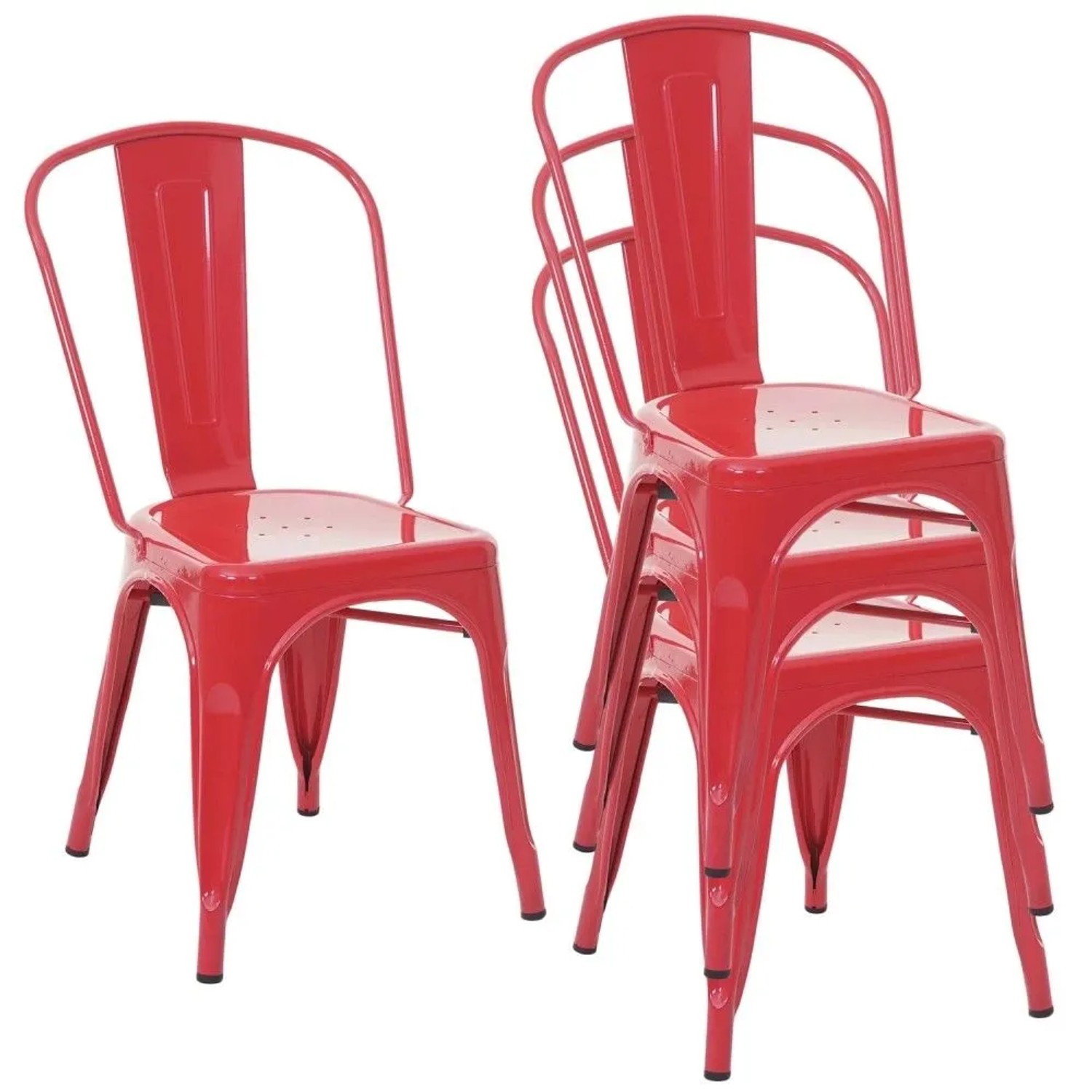MCW Stuhl A73 Metall 4er-Set Rot
