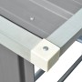 Detailaufnahme: Graues VidaXL Brennholzlager aus verzinktem Stahl, Eckverbindung mit Schraube.