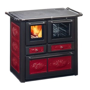 Westminster Küchenofen K85F II Keramik Bordeaux-Glanz mit Kochplatte und Backofen.