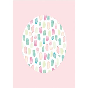 Komar Wandbild Shelly Rose, 30x40 cm, mit abstraktem Muster in Rosa, Grün und Blau.