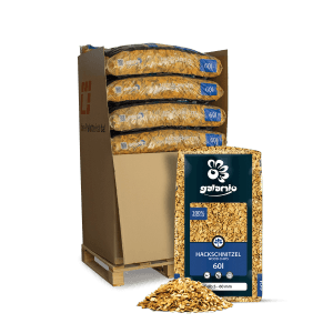 Palette Galamio Holzhackschnitzel Gelb, 780l Dekormulch im Sack.