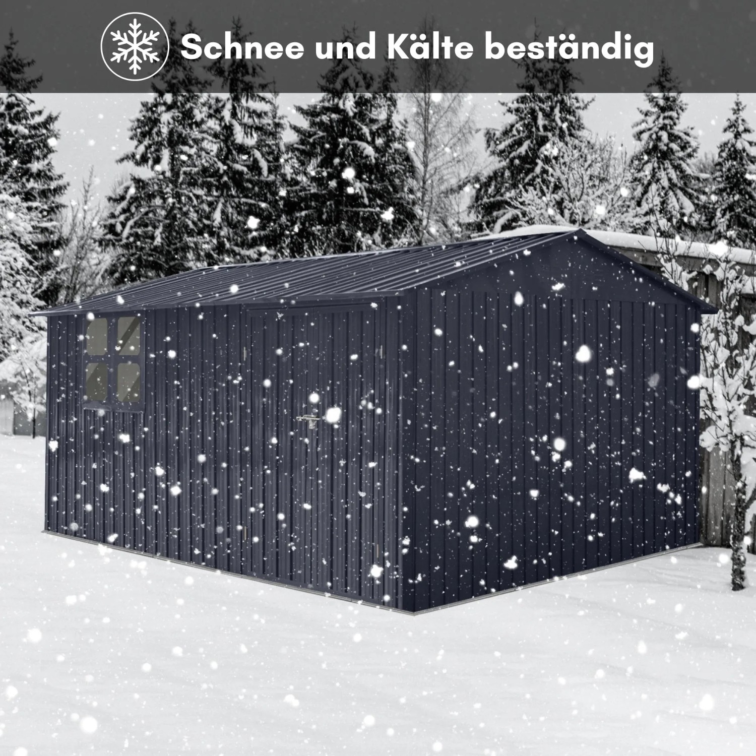 Albatros Gerätehaus XXXL Verzinktes Metall in Anthrazit Inkl. Schloss & Werkzeughaken Wetterfester Geräteschuppen_7