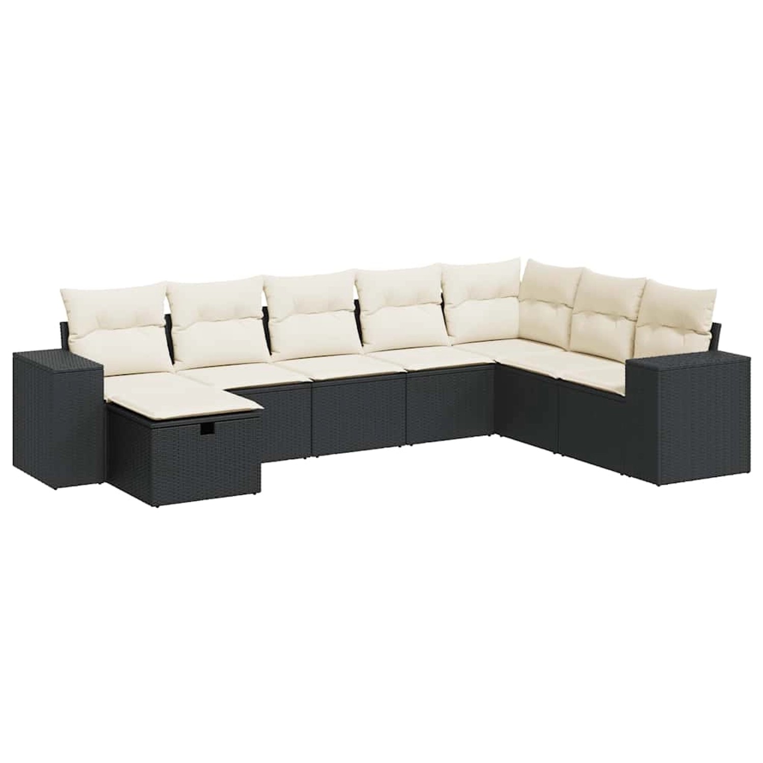 vidaXL 8-Tlg Garten-Sofagarnitur mit Kissen Schwarz Poly Rattan 3325732 günstig online kaufen