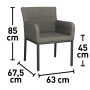 Gartenstuhl Pacora, anthrazitfarbener Sessel mit Armlehnen und Aluminiumgestell, Maße: 85x63x67,5 cm.
