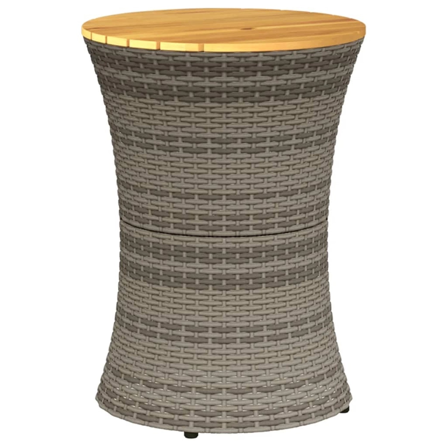 vidaXL Garten-Beistelltisch Trommelform Grau Poly Rattan & Massivholz 36829 günstig online kaufen
