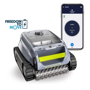 Zodiac OF4220 IQ Poolroboter, grau, mit App-Steuerung. Reinigt Beckenboden, Wände und Wasserlinie.