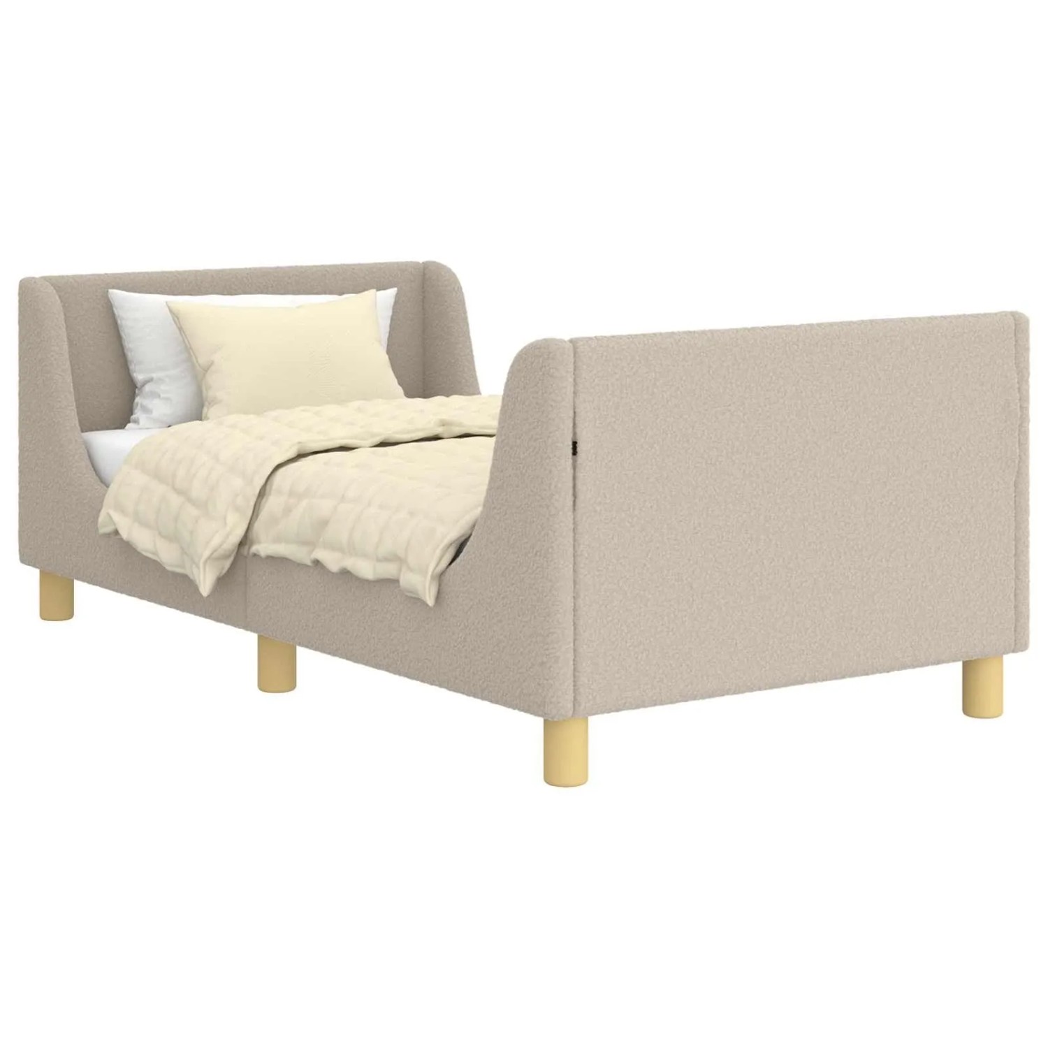 vidaXL Kinderbettgestell mit Kopfteil Hellgrau 80 x 160 cm Schafstoff 42010856