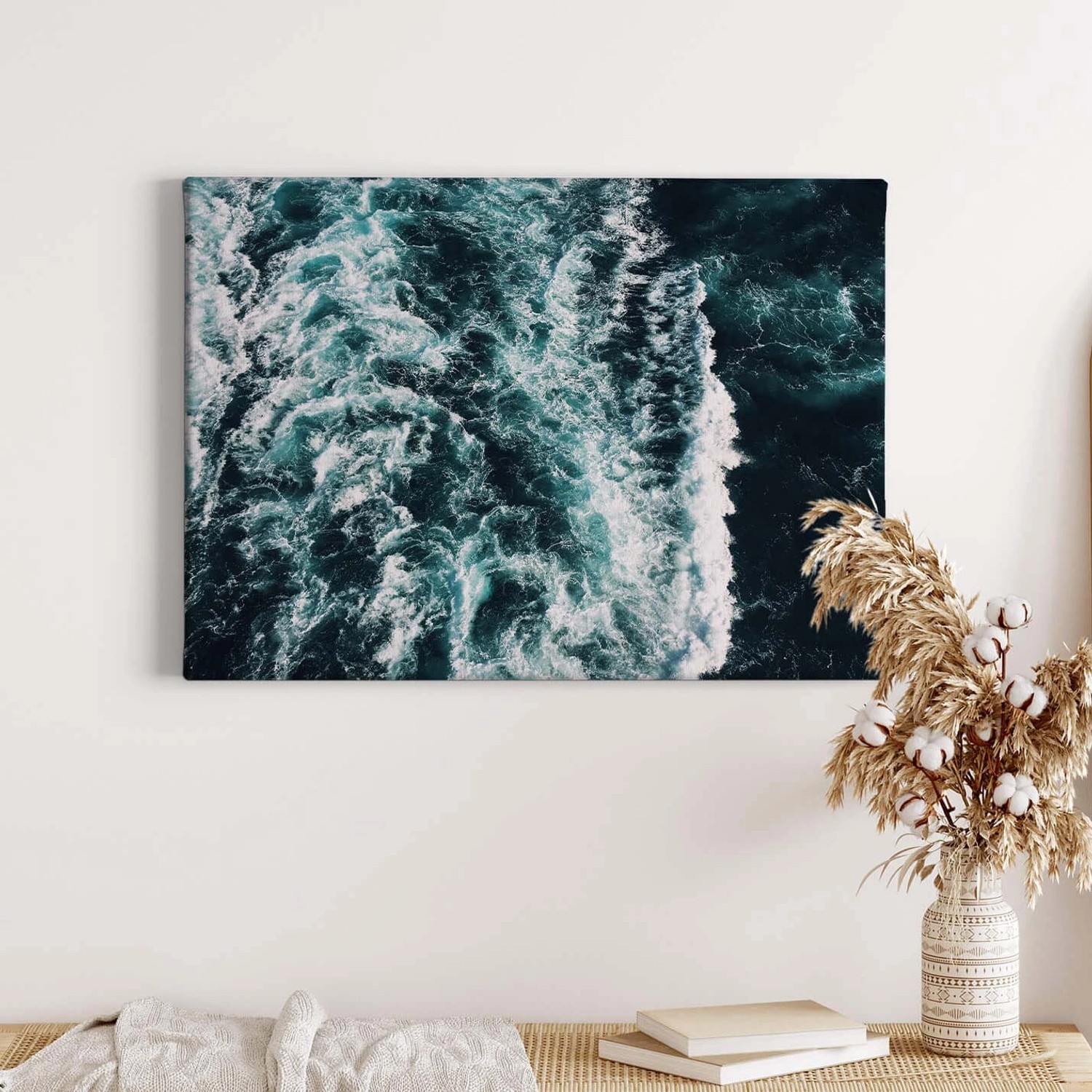 Bricoflor Wandbild Mit Meer Gischt Maritimes Leinwand Bild In Dunkelblau Gl günstig online kaufen