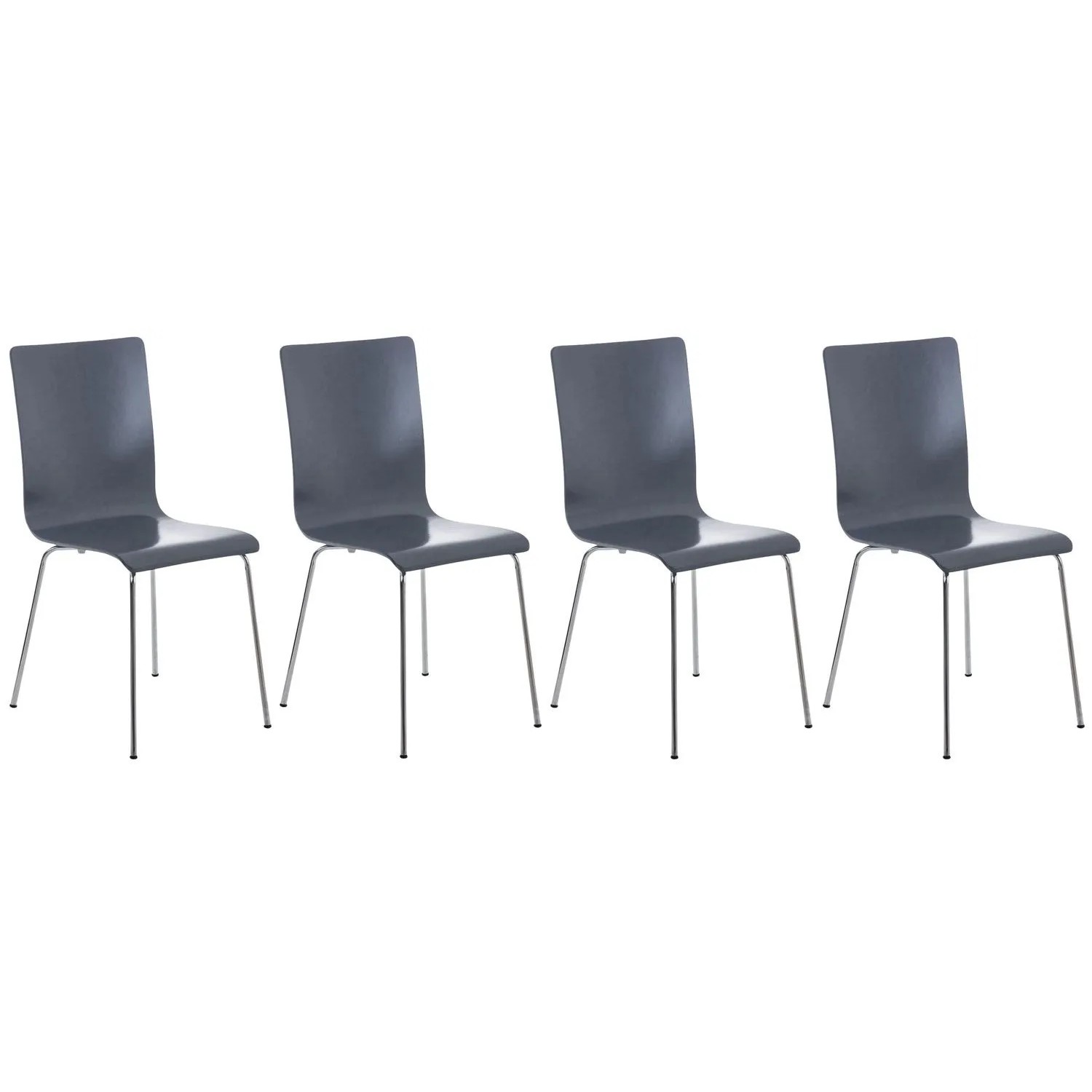 DELUKE 4er Set Besucherstuhl TUNIS Holz Grau 43x47x87cm Konferenzstuhl Wartezimmerstuhl Bürostuhl