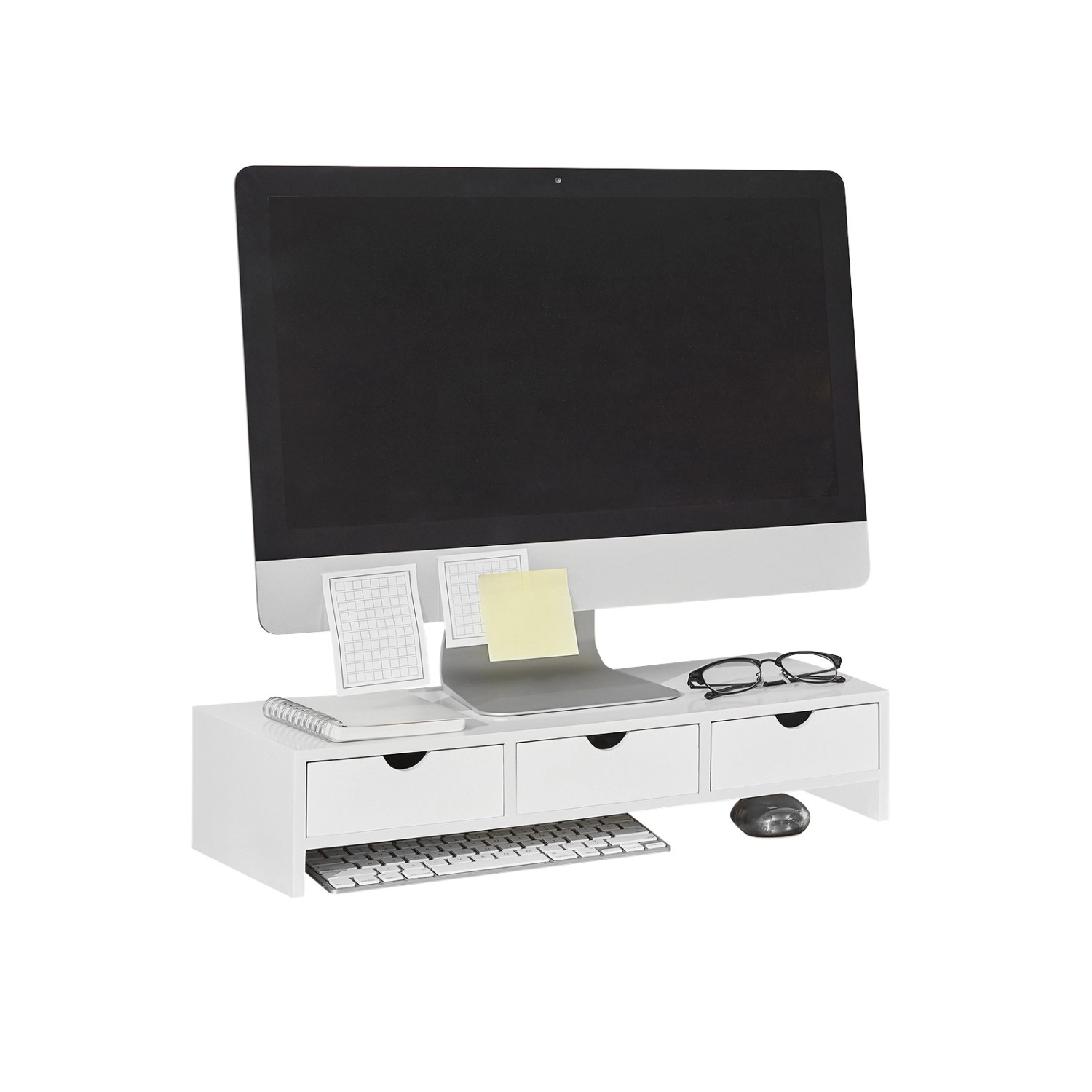 SoBuy Monitorständer mit 3 Schubladen Monitorerhöhung für Schreibtisch 51x1 günstig online kaufen
