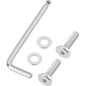 Montageset für Lindale Lounge-Sessel, 5-teilig: Schrauben, Unterlegscheiben und Inbusschlüssel.