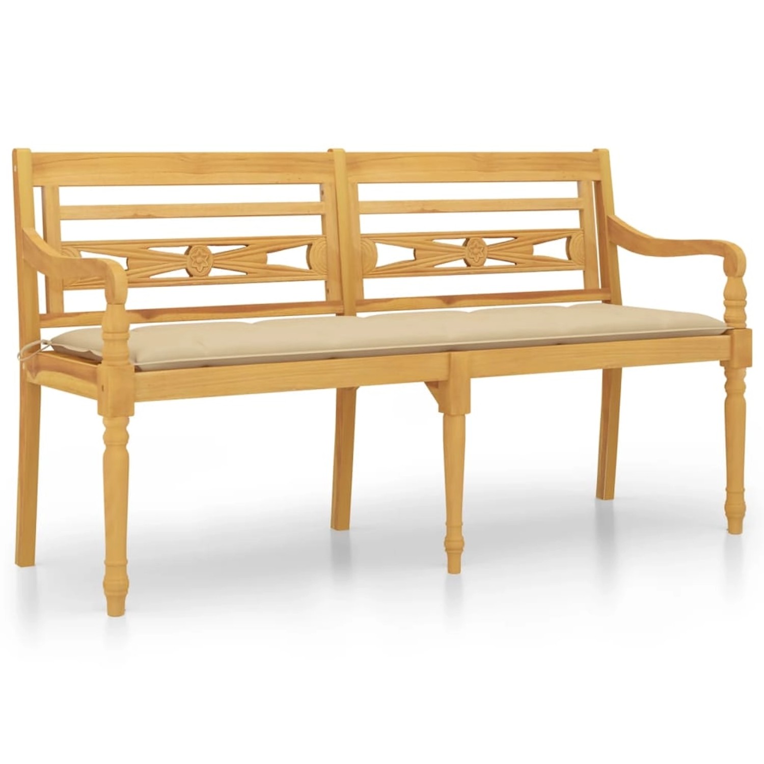 Vidaxl Batavia-bank Mit Beigem Kissen 150 Cm Massivholz Teak günstig online kaufen