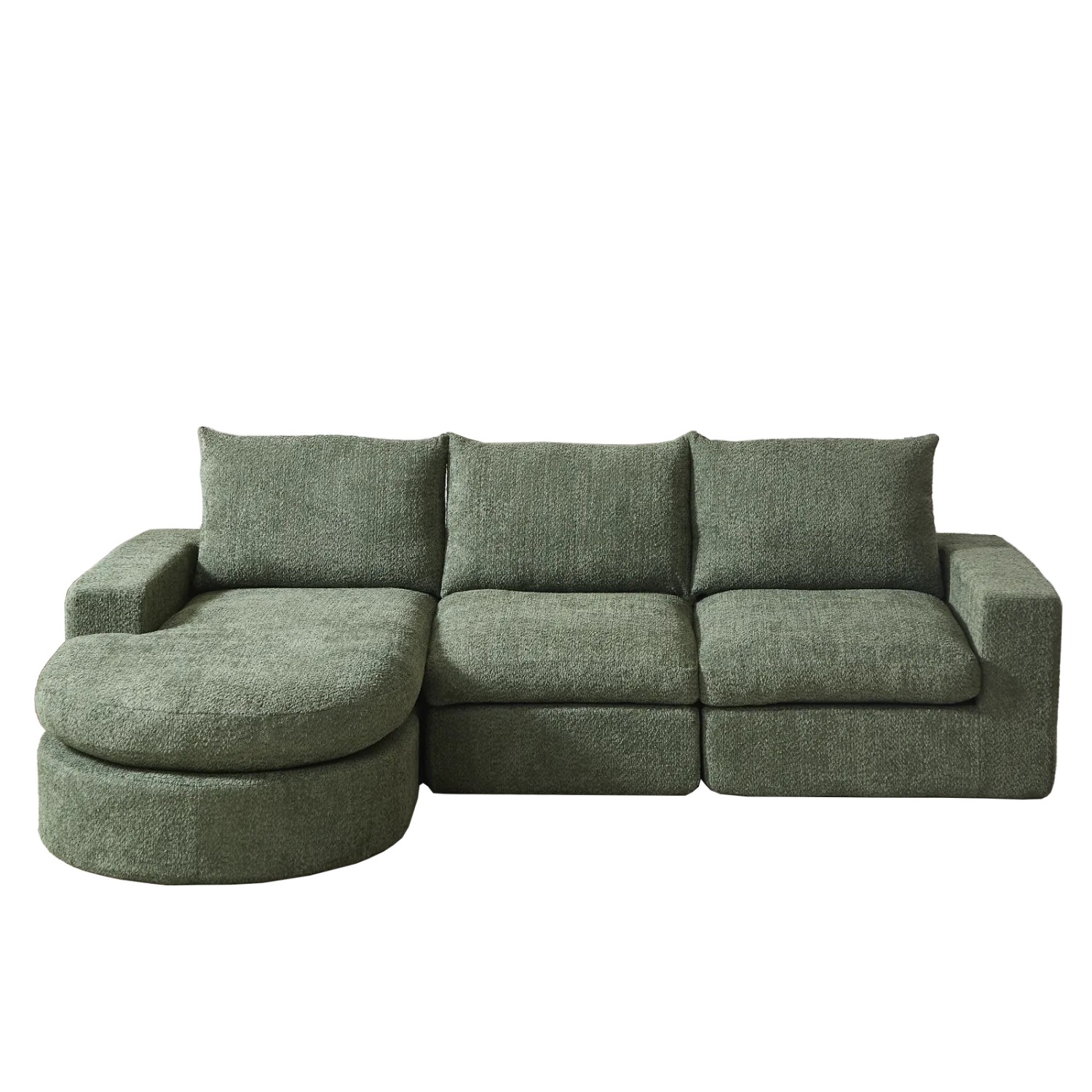 PXloue Sofa 3 Sitzer Modular L Form mit Kompressionssofa Chenille ohne Montage Grün