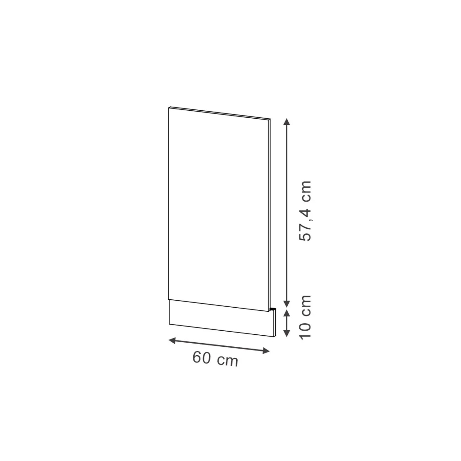 Vicco Frontblende für Geschirrspüler, dunkelblau hochglanz, 60 cm, Eiche Dekor mit Eiche Korpus.