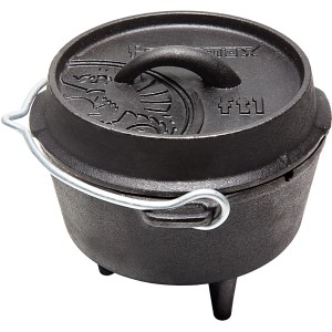 Schwarzer Petromax Dutch Oven FT1 mit Füßen, ca. 1,1 l, für Grill & Outdoor-Küche.