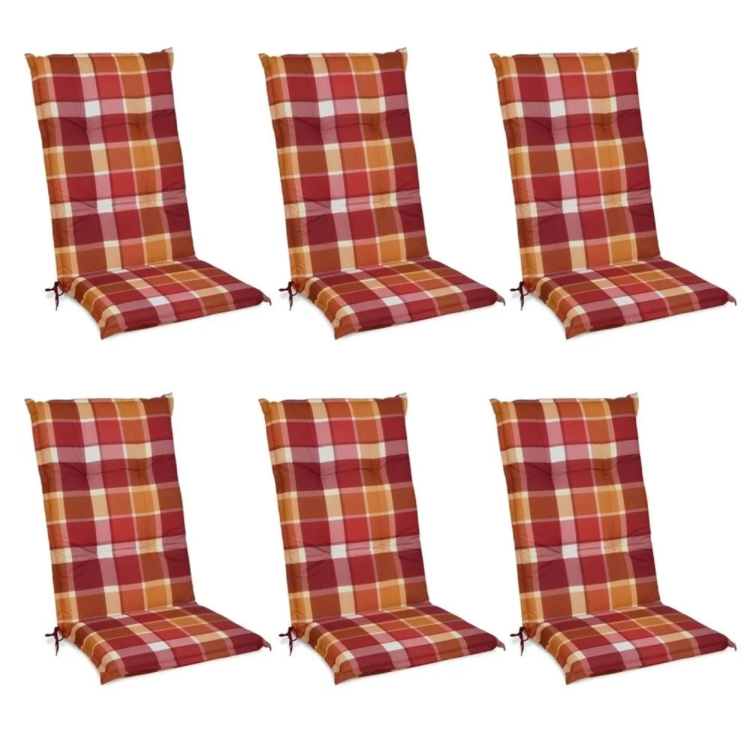Beautissu Sunny RO Hochlehner 120x50x6cm Rot Kariert 6tlg