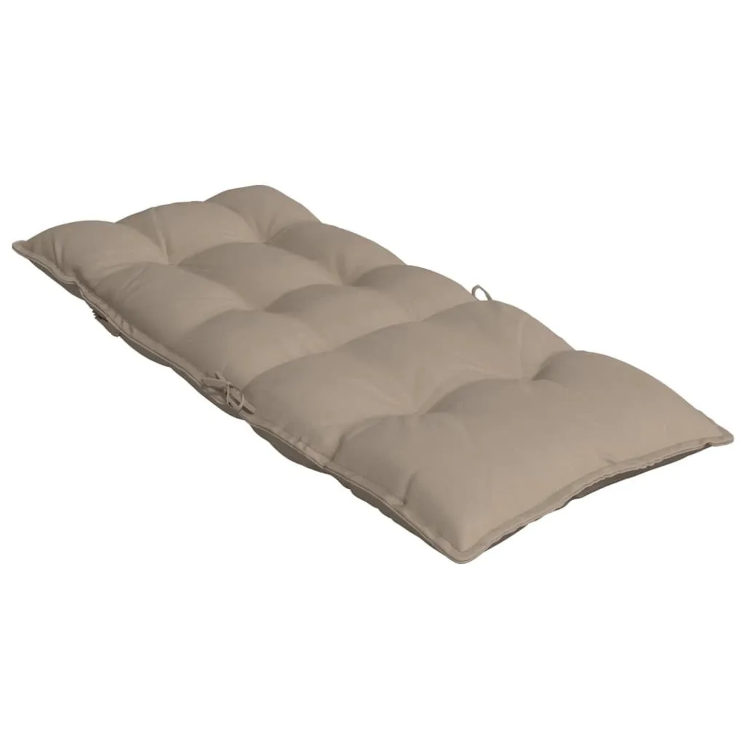 Gesteppte taupe Hochlehner-Auflage aus Oxford-Gewebe. Komfortables Sitzkissen für Gartenstühle und Möbel.