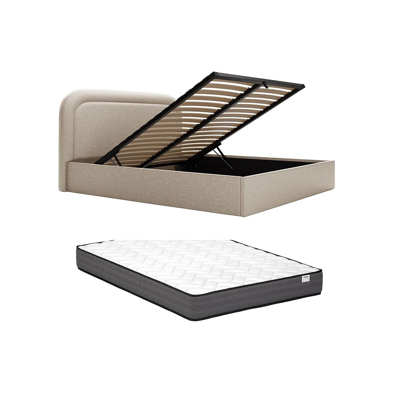 Vente-unique Bett Mit Bettkasten Fireza Beige 152 cm