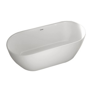 Freistehende, ovale Badewanne JAZZ PLUS 2.0 aus Acryl in Weiß matt, 160x75 cm.