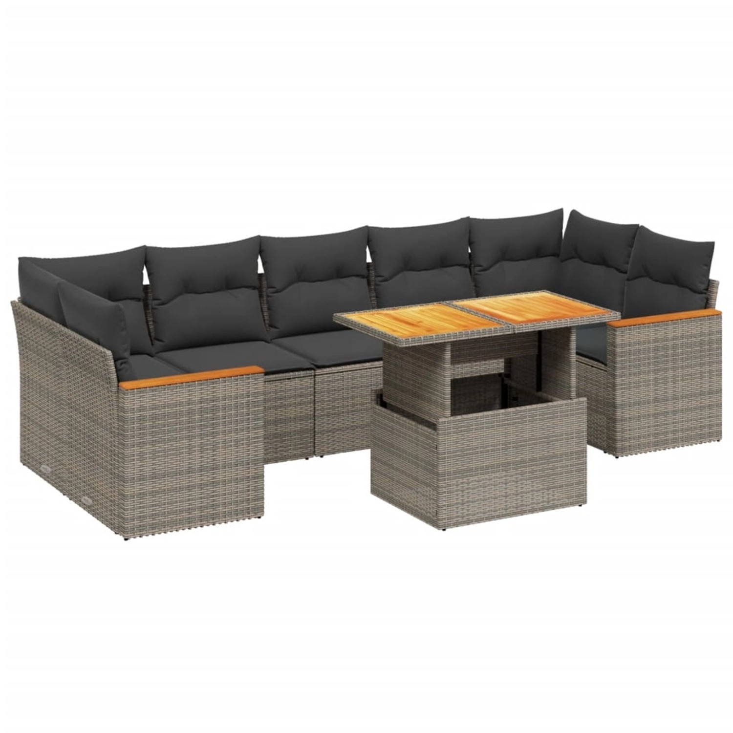 vidaXL 8-Tlg Garten-Sofagarnitur mit Kissen Grau Poly Rattan 3272992 günstig online kaufen